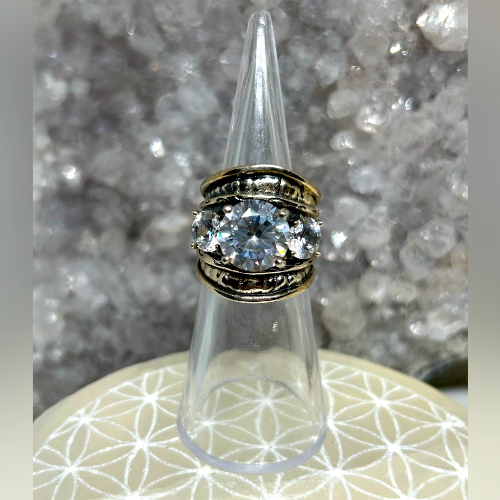 Brutalist Triple Cz Ring 925